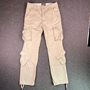 Matchstick Pants Mens M Beige Multi Pocket Cargo Utility Tactical Military Heavy